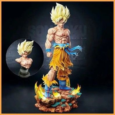 Dragon Ball Z Son Goku Figur Austauschbare Köpfe Led Basis Super Saiya