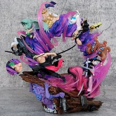 One Piece Figur Roronoa Zoro Actionfiguren PVC Statue 2-Kopf veränderbare Sammlu