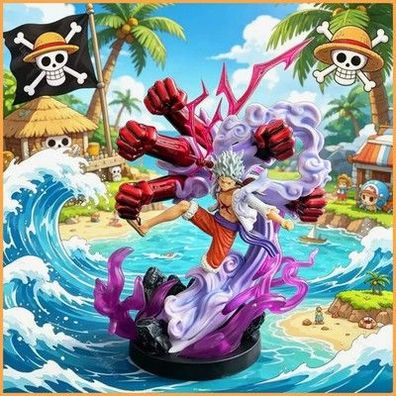 Ruffy One Piece Fifth Gear Nika Luffy Kampffigur-Modell, PVC-Sammlerstatu