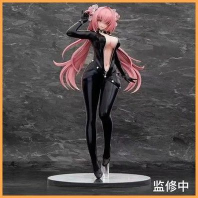 Miss Lizzy Agent Figur Schwarzer Enger Anzug Rosa Haare PVC-Statue Glatte