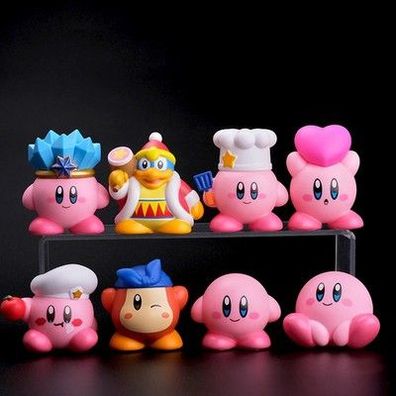 Kirby Figuren Set 8tlg Anime Spiel Mini Figuren Rosa Kirby Cartoon Modell Sammlu