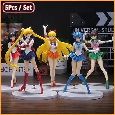 Sailor Moon Figuren Set 5tlg Usagi Rei Ami Minako Makoto Anime PVC Modell Deko