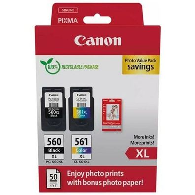 Canon Patrone Canon PG-560XL+CL-561XL + 50x10x15cm Fotopapier