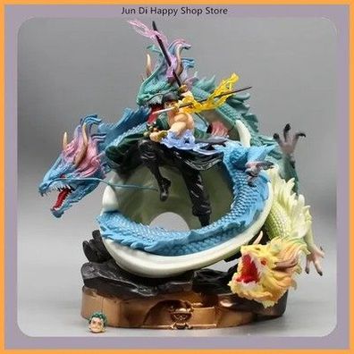 One Piece Roronoa Zoro Drei Drachen Anime-Figur 24cm Modell-Statue Desktop-Dekor