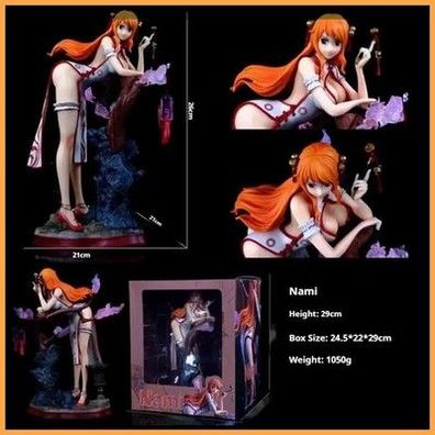 One Piece Nami In Cheongsam Chinoiserie Anime Figur Modell Gk Statue 29 cm