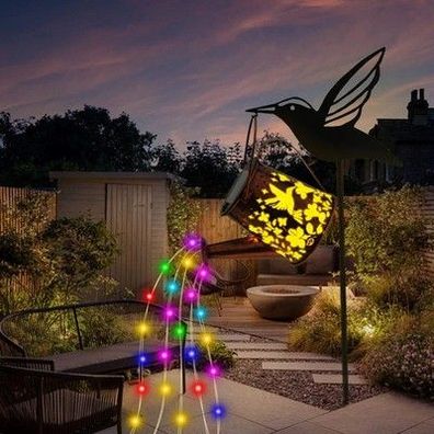 Garten Deko Gießkanne Lichter Outdoor Kolibri Biene Fee Halterung Dekorationen
