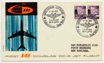 Flugpost ALLE WELT Nr SAS Dänemark Newyork BRIEF X73EF3E