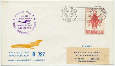 Flugpost ALLE WELT Nr LH331 Vatican Erstflug BRI X74305A