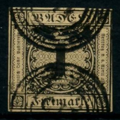 BADEN Ausgaben VON 1851 - 1858 Nr 1b gestempelt X6BBF0A