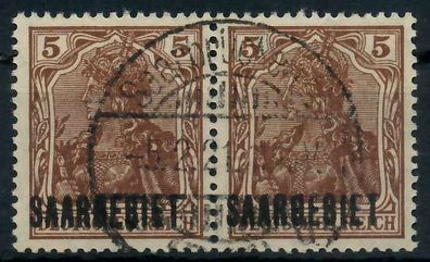 SAAR Germania Nr 44a zentrisch gestempelt WAAGR PAAR X7B2276