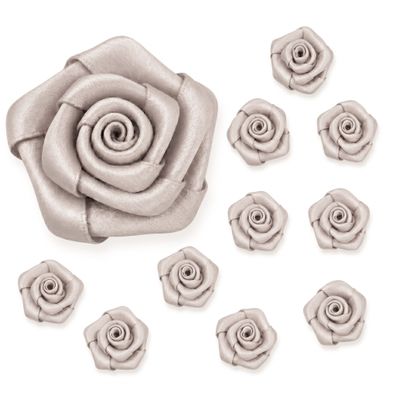 Satinrosen 3cm zum Basteln & Aufnähen 10 Stück Taupe