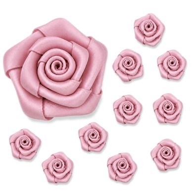 Satinrosen 3cm zum Basteln & Aufnähen 10 Stück Altrosa