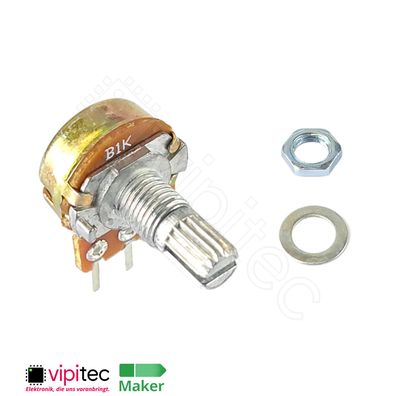 22 Kiloohm WH148 Potentiometer | 20% 125mW 200V | 6 mm Achse gerändelt 22K Poti