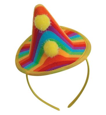 narrenwelt Haarreif Regenbogen Minihut Rainbow mit Quasten Mini Hut Clown Zirkus