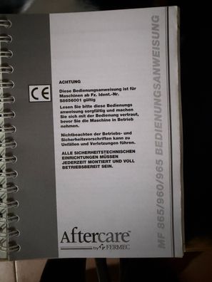Originale Betriebsanleitung MF Aftercare Fermec 865 /965 Ungebraucht