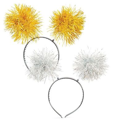 narrenwelt Wabbles Lametta Pompon Haarreif metallic silber oder gold Accessoire