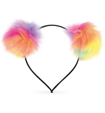 narrenwelt Regenbogen Bommel Haarreif Rainbow Rave Eyecatcher-Accessoire Festivals