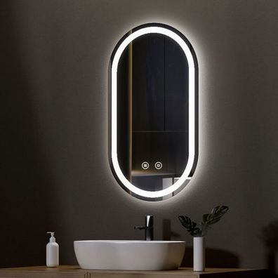 EMKE LED Badspiegel Badezimmer Wandspiegel Oval Touch Spiegel Kaltweiß Warmweiß
