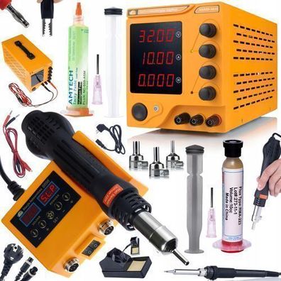 Rosfix Set Labornetzgerät 32V 10A + Lötstation 2in1 + Flux | Präzision