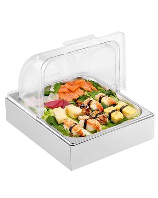 VEVOR Gastronorm-Servierbehälter Edelstahl mit Deckel & 3 Eiswérfelschalen
