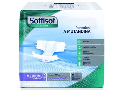 Soffisof Air Dry Windelhosen Erwachsene Medium 60 Stéck Inkontinenz Nacht