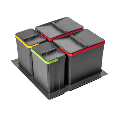 GTV Abfallsammler-Set AxiSpace 600mm 2x 15L 2x 7L Kunststoff Anthrazit