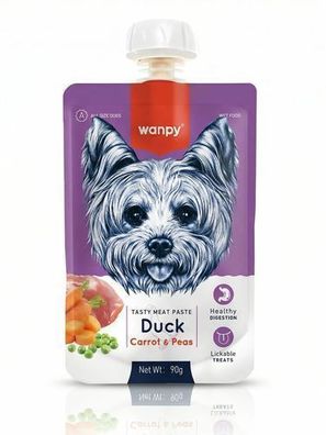 WANPY für Hunde – Pastete mit Ente, Möhren und Erbsen, 90 g