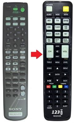 Ersatz Fernbedienung Sony STR-DE445 | STR-DE475 | STR-DE545 | STR-DE545MC