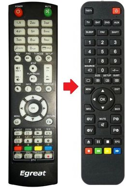 Ersatz Fernbedienung für EGREAT EG-R200S | EG-R200S PRO | EG-R300 PRO