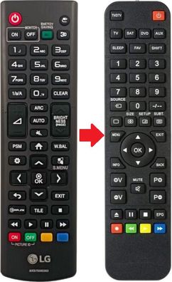 Ersatz Fernbedienung für LG 55SE3D | 55SE3KD | 55SH7DB | 55SH7DD