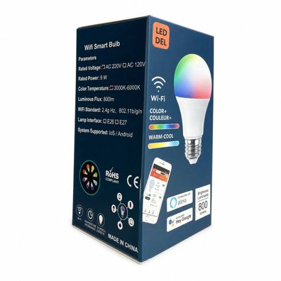 TUYA WLAN LED Smart Bulb E27 RGB+CCT 9W 800lm Alexa & Google