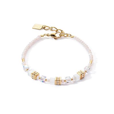 Coeur de Lion Armband 4565-30-1416 Mini Cubes Gold, Weiß