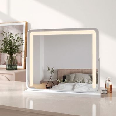 EMKE Schminkspiegel LED Beleuchtet Kosmetikspiegel Mit Touch 3 Farbtemperatur Licht