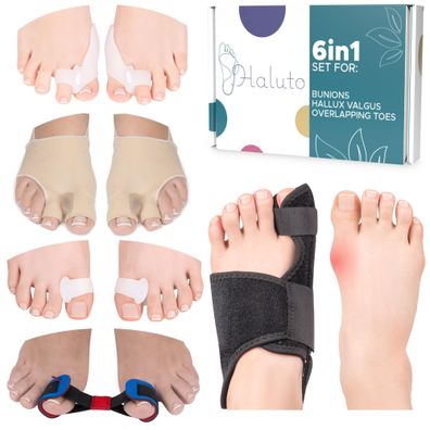 Haluto 6in1 Set Hallux Valgus Korrektur Zehenspreizer Bandage Schiene