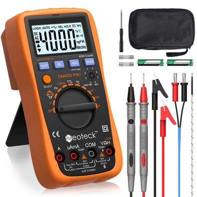Neoteck Digital-Multimeter 4000 Counts mit LCD-Display und Temperaturmessung