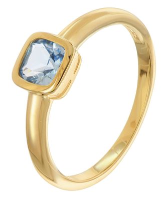 trendor Schmuck Damenring 925 Silber Vergoldet mit synthetischem Aquamarin 21900