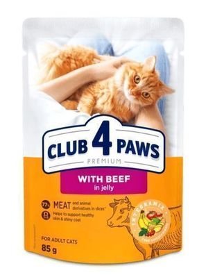 CLUB 4 PAWS KATZE Beutel 85 g Rindfleisch in Gelee