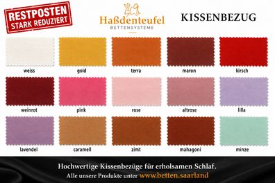 Kissenbezug Pillowise Nackenstützkissen 55 x 35 cm 60 Farben 250g/m² HDT Deluxe