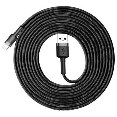 Baseus Cafule 3m USB-A zu Lightning Kabel, Schnellladung QC 3.0, 2A, Schwarz-Gra