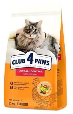 CLUB 4 PAWS KATZE 2 kg Hairball Control mit Huhn