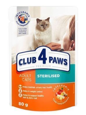 CLUB 4 PAWS KATZE Beutel 80 g „Sterilised“ mit Huhn