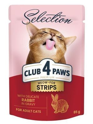 CLUB 4 PAWS KATZE Beutel 85 g Selection Streifen mit Kaninchen in Soße