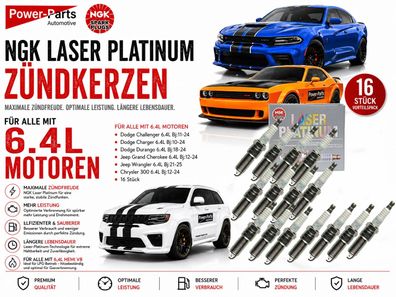 Zündkerzen 16 Stk 6,4L Challenger, Charger, Grand Cherokee Durango Bj:11-24 (Laser