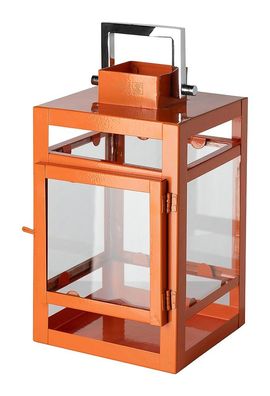 Fink KENIA, Laterne, Edelstahl , Glas, Eisen, pulverbeschichtet, glatt, orange,