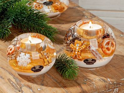 Gilde Dreamlight, Teelichtleuchter, Mercur Smart, "Gingerbread", Glas, braun,