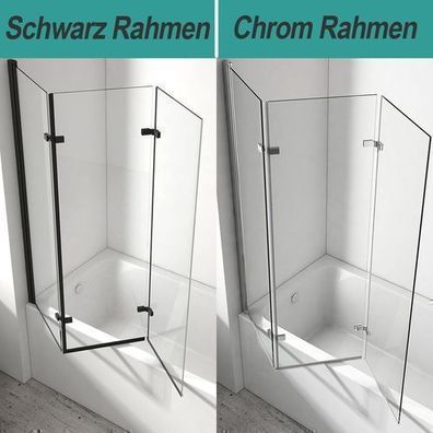 EMKE Badewannenaufsatz 3 teilig Duschabtrennung Badewanne Faltwand ESG Duschwand