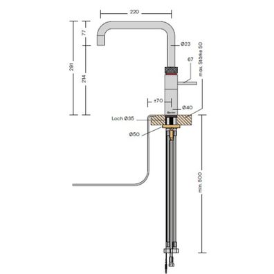 Quooker Wasserhahn mit PRO3 Heißwasser Reservoire & Sprudelwasser Wasser CUBE