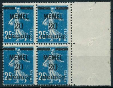 MEMEL 1920 Nr 20b postfrisch Viererblock SRA X887D62