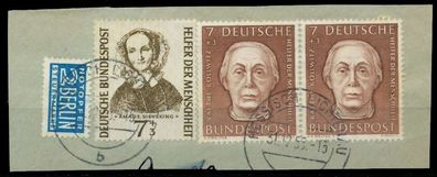 BRD 1954 Nr 200 + 222 zentrisch gestempelt Briefstück X89C5CE