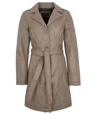 Jilani - Damen Ledermantel Lammnappa dark sand